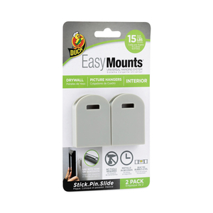 DUCK EASYMOUNTS SMALL PICTURE HANGER, GRAY, 15 LB CAPACITY, 2 HANGERS by Duck