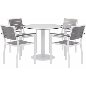5-PIECE OUTDOOR DINING SET - 36"W X 29"H TABLE - WHITE WITH WHITE FRAME by KFI
