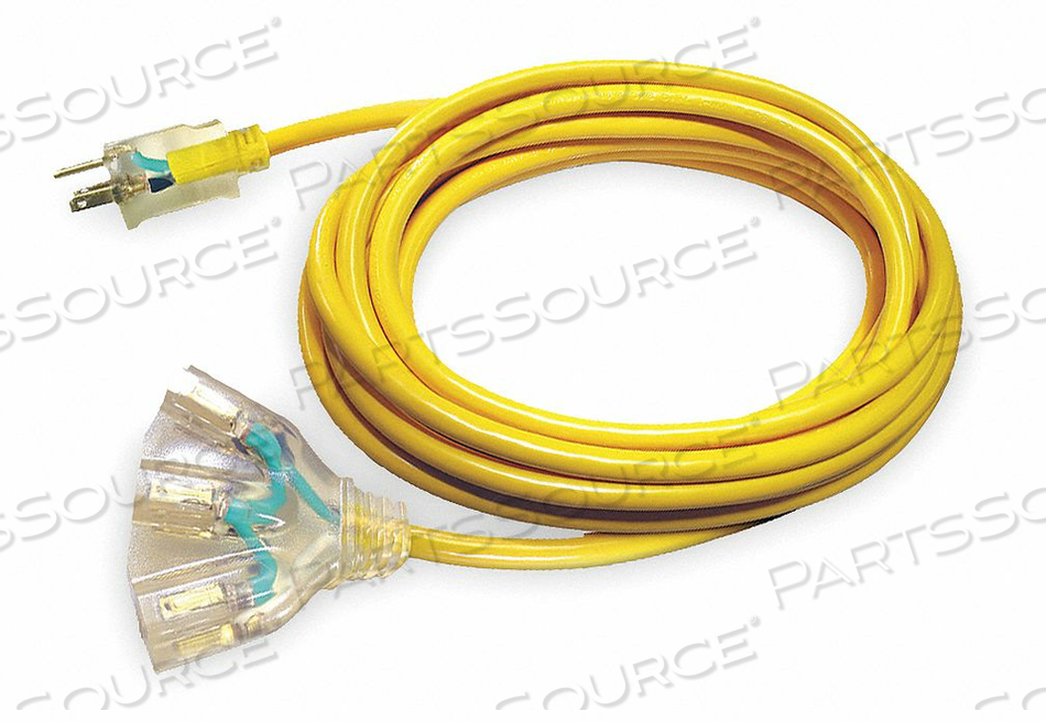 POWER CORD EXTENSION, 100 FT, 15 A, 125 VAC, 12 AWG, NEMA 5-15P TO NEMA 5-15R, YELLOW by Power First POWER CORD EXTENSION, 100 FT, 15 A, 125 VAC, 12 AWG, NEMA 5-15P TO NEMA 5-15R, YELLOW by Power First