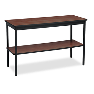 UTILITY TABLE WITH BOTTOM SHELF, RECTANGULAR, 48W X 18D X 30H, WALNUT/BLACK by Barricks