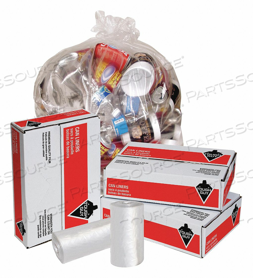 TRASH BAG 45 GAL. CLEAR PK100 by Tough Guy