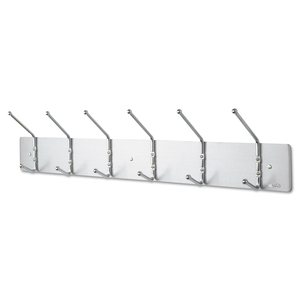 METAL WALL RACK, SIX BALL-TIPPED DOUBLE-HOOKS, METAL, 36W X 3.75D X 7H, SATIN by Safco