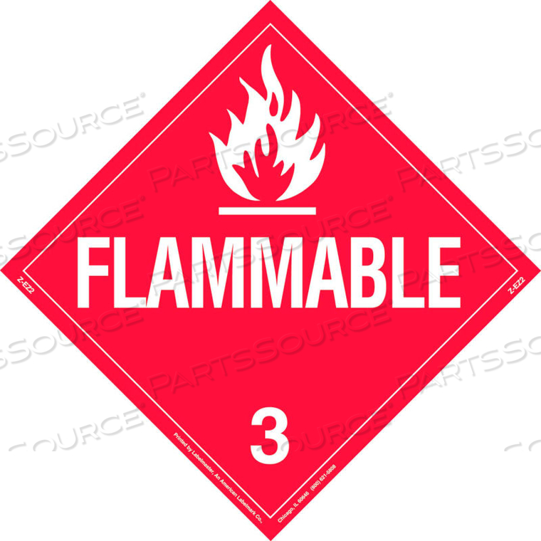 FLAMMABLE LIQUID PLACARD, WORDED, REMOVABLE VINYL, 25/PACK by Labelmaster