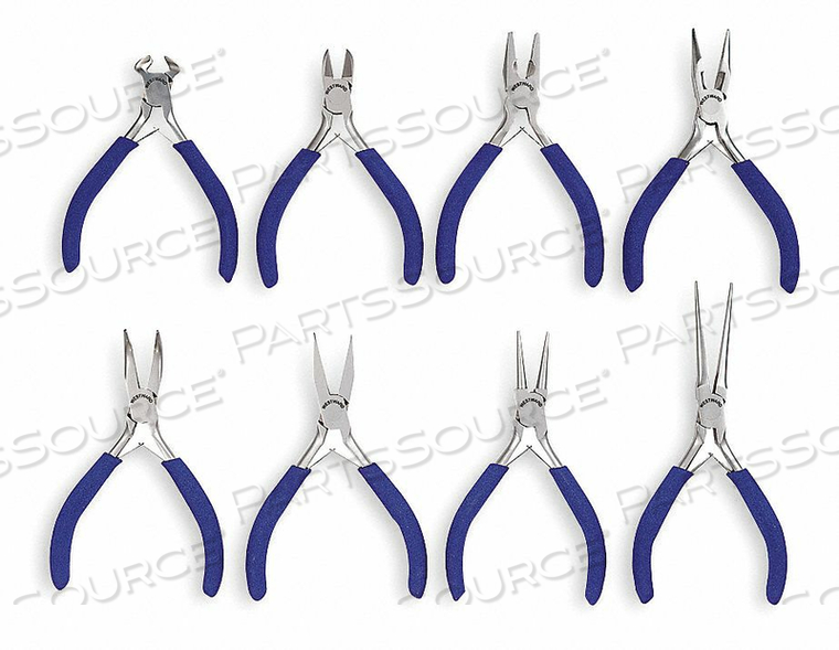 PRECISION PLIER SET, ESD-SAFE NO, INSULATED NO, NUMBER OF PLIERS 8, PLIER TYPES DIAGONAL, LINEMAN'S, LONG NOSE, PLIERS INCLUDED 4 11/16 IN L by Westward PRECISION PLIER SET, ESD-SAFE NO, INSULATED NO, NUMBER OF PLIERS 8, PLIER TYPES DIAGONAL, LINEMAN'S, LONG NOSE, PLIERS INCLUDED 4 11/16 IN L by Westward