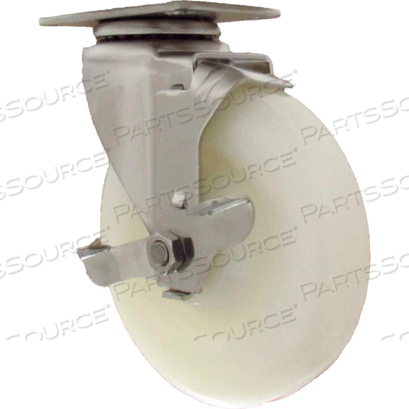 CASTERS SWIVEL TOP PLATE CASTER - 4"DIA. NYLON WITH TOP LOCK BRAKE by Superior Casters, Inc.