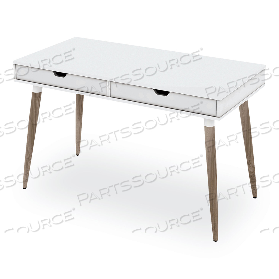 SCANDINAVIAN WRITING DESK, 47.24" X 23.62" X 29.53", WHITE/BEIGEWOOD by Workspace by Alera SCANDINAVIAN WRITING DESK, 47.24" X 23.62" X 29.53", WHITE/BEIGEWOOD by Workspace by Alera