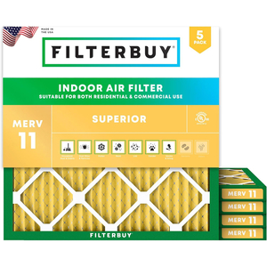 PLEATED HVAC FURNACE AIR FILTER, MERV 11, 27X27X1, PACKAGE OF 5 by Filterbuy, Inc.