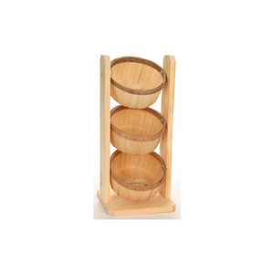 WOOD COUNTER RACK 21"H X 11"W X 9-1/2"D WITH (3) 1/2 PECK BASKETS - LEMON by Texas Basket Co.