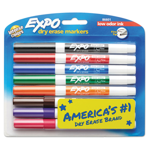 LOW-ODOR DRY-ERASE MARKER, FINE BULLET TIP, ASSORTED COLORS, 8/SET by Expo