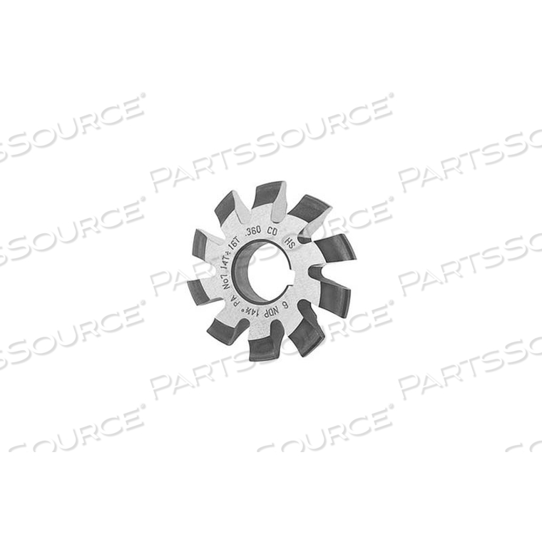 HSS IMPORT INVOLUTE GEAR CUTTERS, 14.5 PRESSURE ANGLE, DP 7-1 #3 