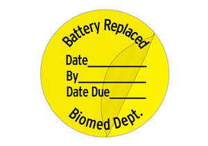 BATTERY REPLACED LABEL, FLUORESCENT PAPER, FLUORESCENT YELLOW, 1 IN X 1 IN, ROUND by United Ad Label