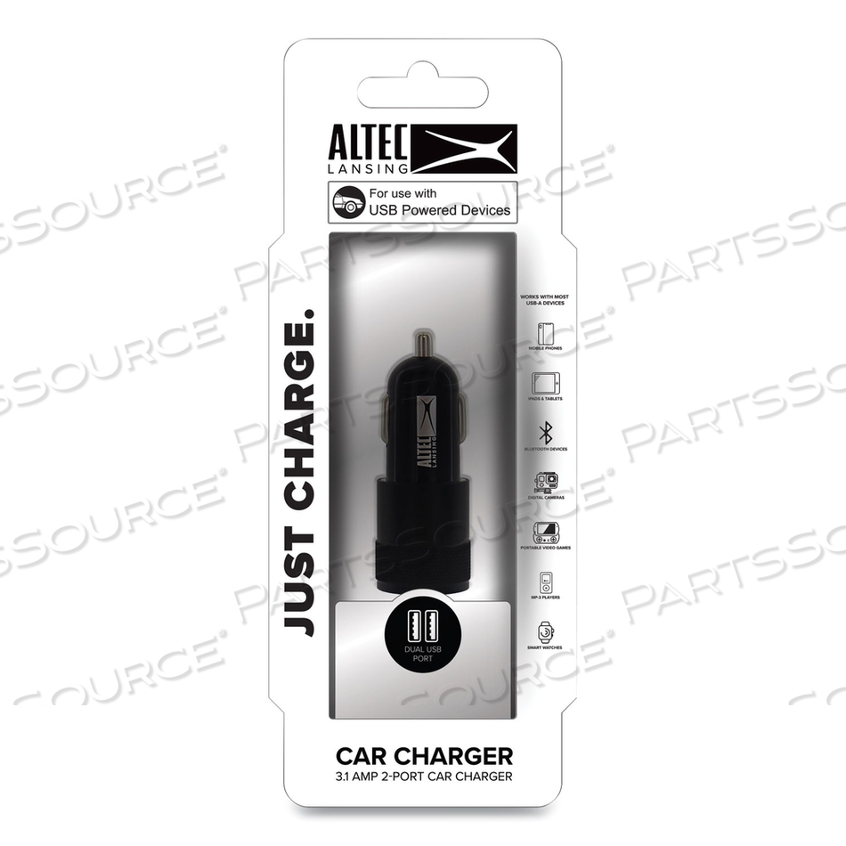 DUAL USB CAR CHARGER, BLACK 