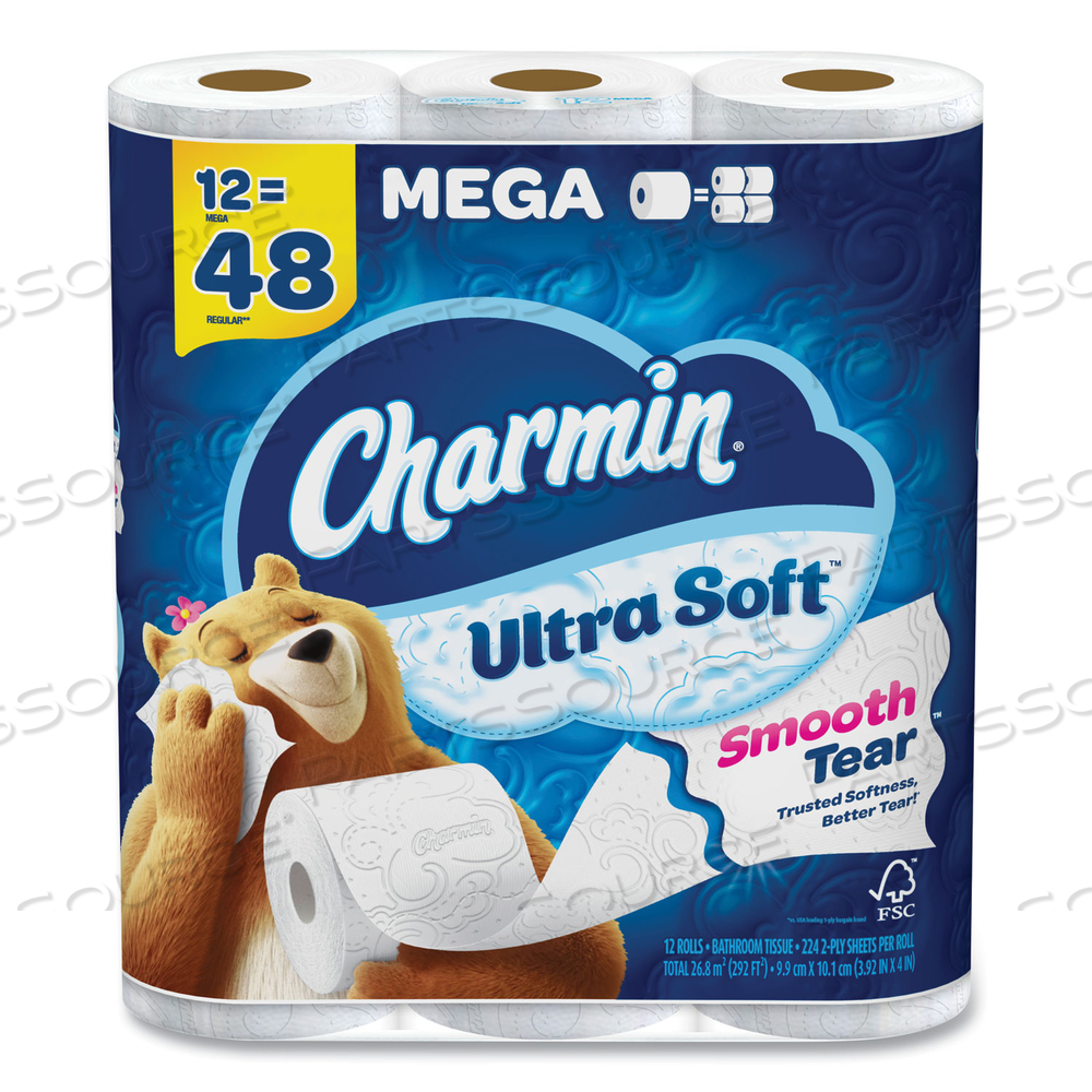 ULTRA SOFT BATHROOM TISSUE, MEGA ROLL, SEPTIC SAFE, 2-PLY, WHITE, 224 SHEETS/ROLL/PACK by Charmin