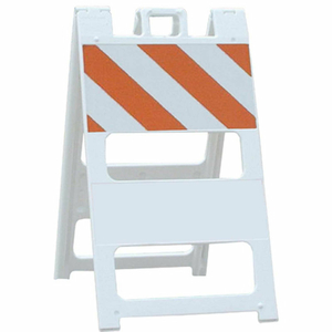 ALL PLASTIC MAINTENANCE FREE TYPE II TRAFFIC BARRICADE, WHITE, FOLDABLE by Plasticade