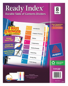 BINDER DIVIDER PREPRINTED MULTICOLOR by Avery