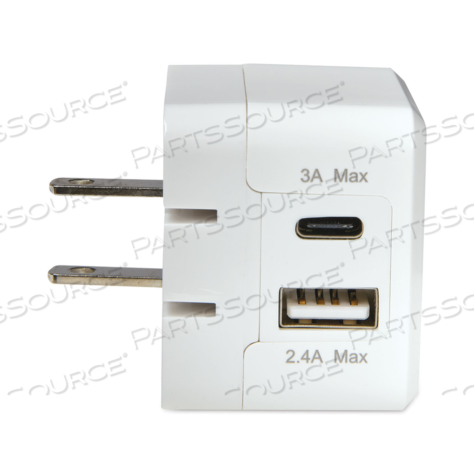 USB/TYPE C WALL CHARGER, WHITE 