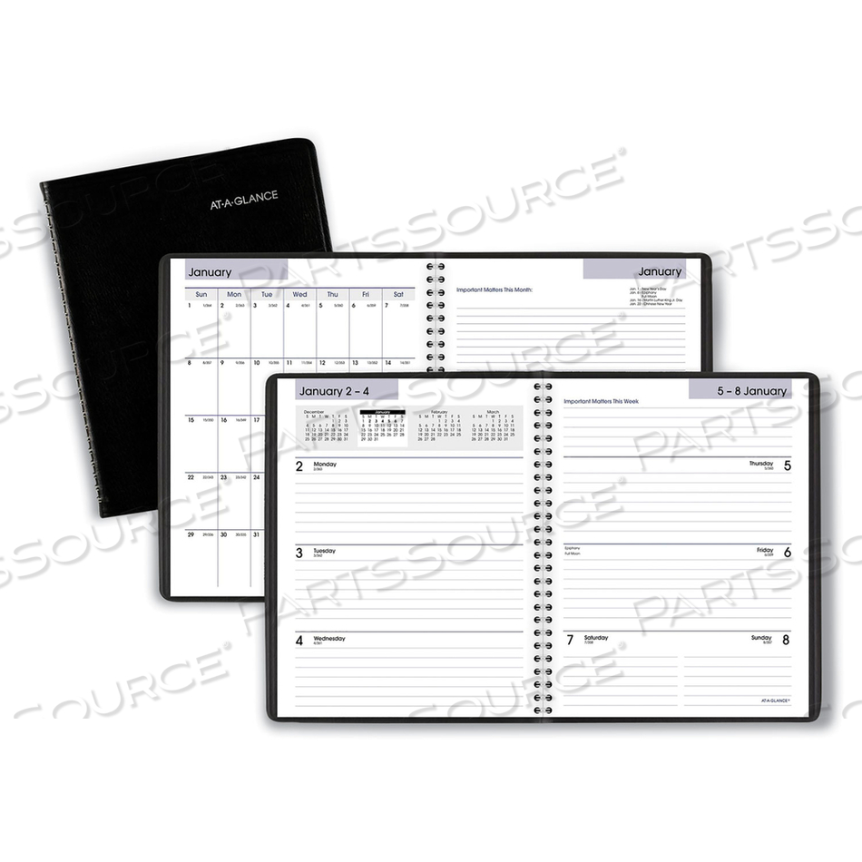 DAYMINDER EXECUTIVE WEEKLY/MONTHLY PLANNER, 8.75 X 7, BLACK COVER, 12-MONTH (JAN TO DEC): 2023 