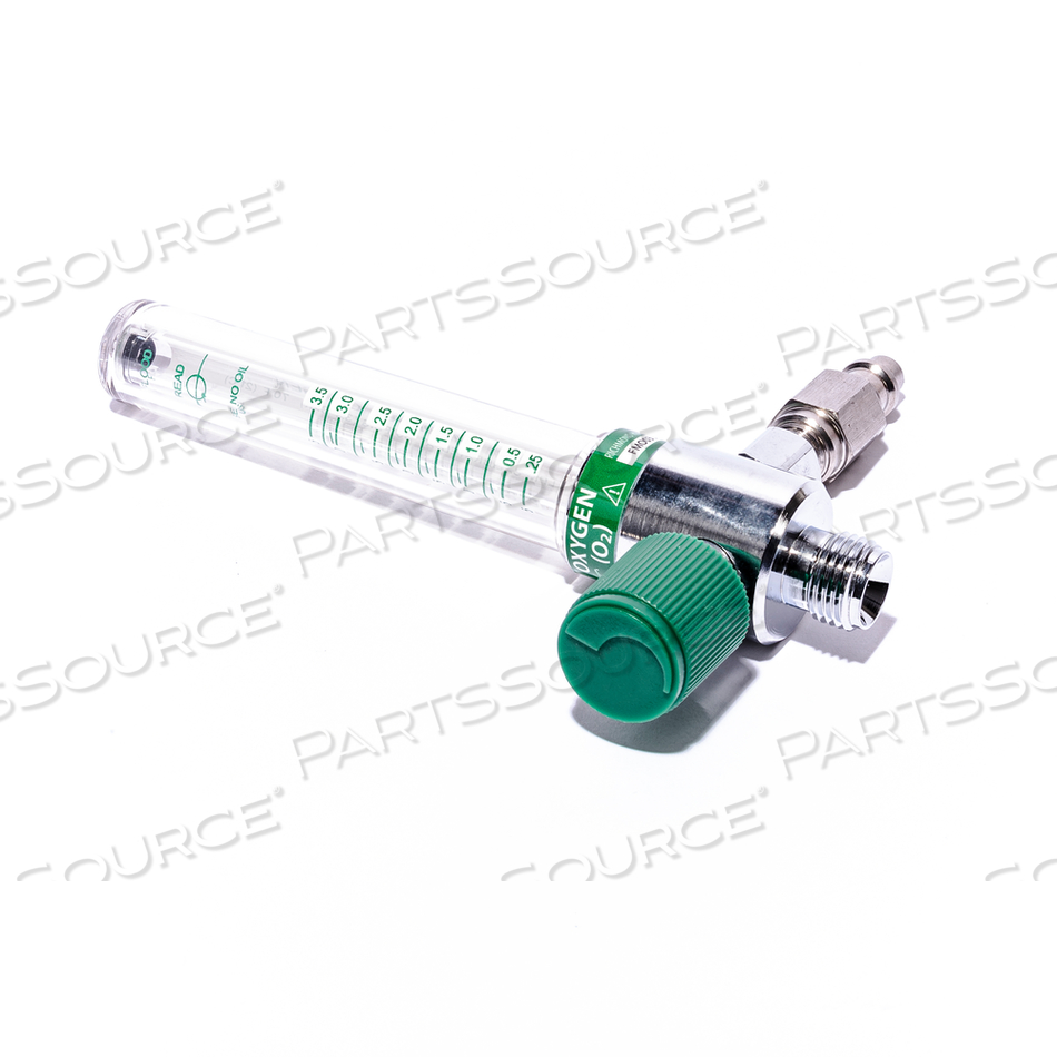 FLOWMETER, 0 TO 3.5 LPM, 50 PSI, OXYGEN, BRASS, GREEN by Precision Medical, Inc.