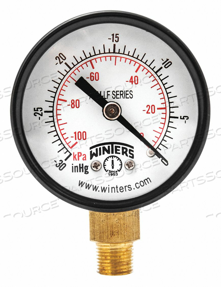 J1378 VACUUM GAUGE 2IN. 30IN. HG VAC TO 0 by Winters Instruments J1378 VACUUM GAUGE 2IN. 30IN. HG VAC TO 0 by Winters Instruments