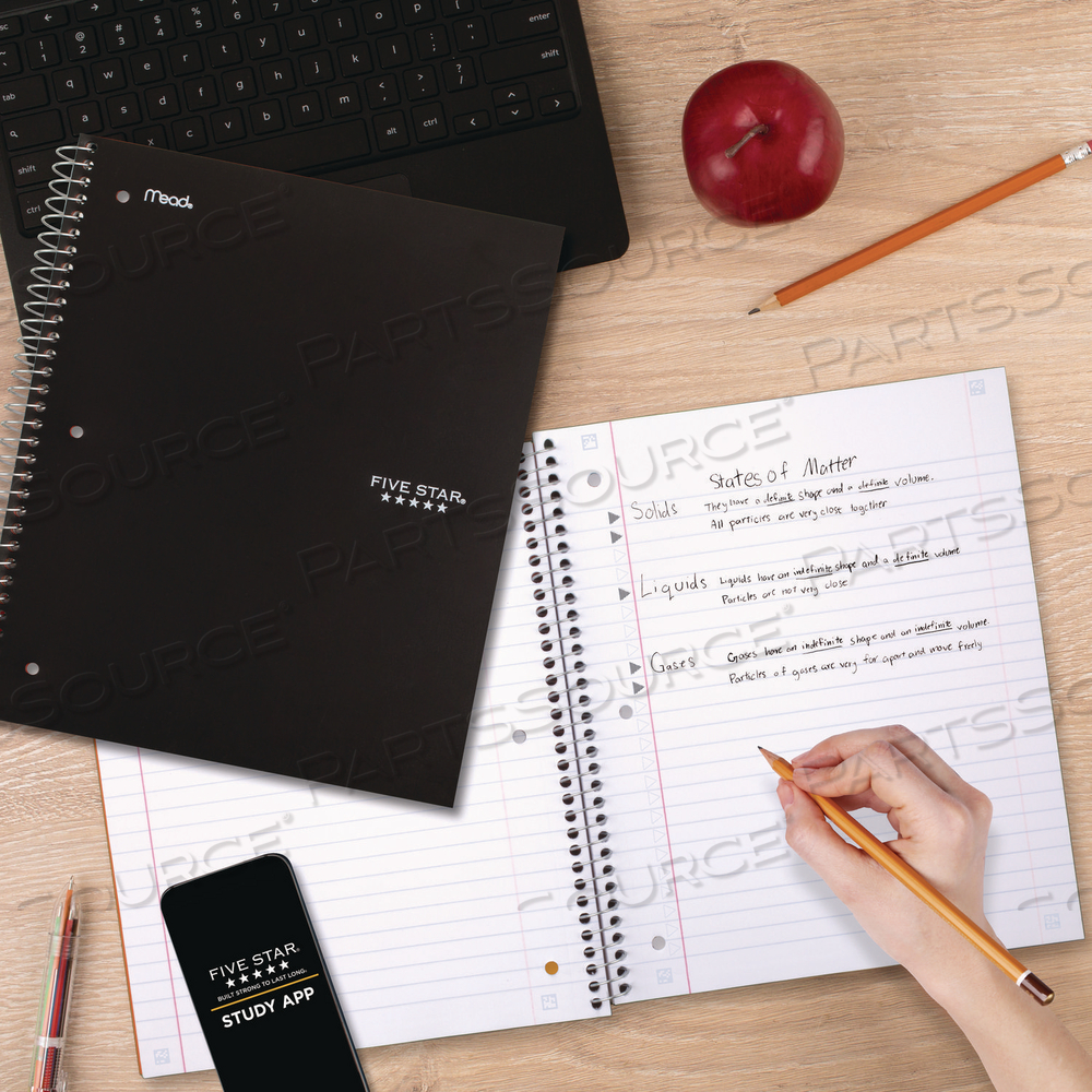 WIREBOUND NOTEBOOK, 1-SUBJECT, WIDE/LEGAL RULE, BLACK COVER, (100) 10. X 8.63 SHEETS by Five Star