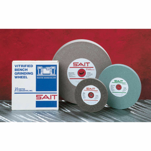 BENCH WHEEL VITRIFIED 6" X 1" X 1" 60 GRIT ALUMINUM OXIDE by United Abrasives-Sait