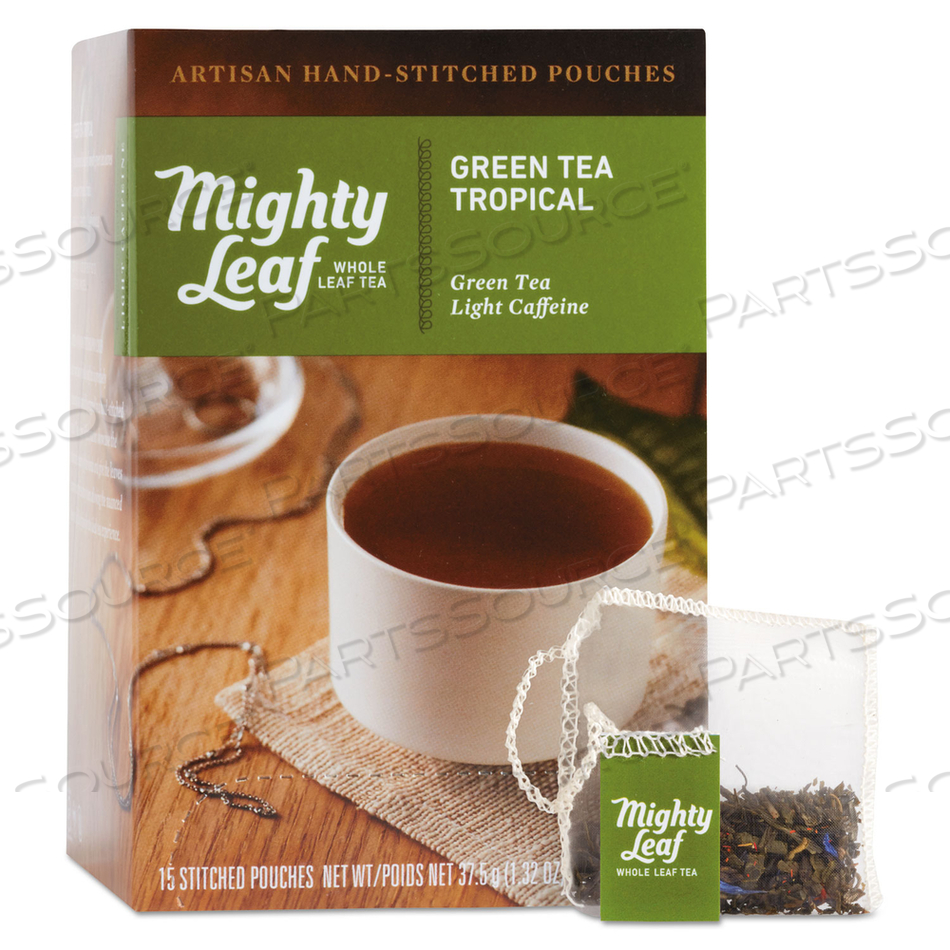 WHOLE LEAF TEA POUCHES, GREEN TEA TROPICAL by Mighty Leaf Tea