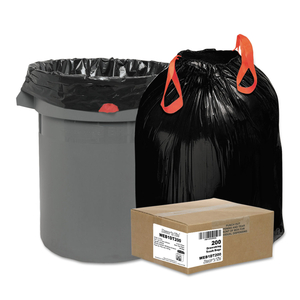 HEAVY-DUTY TRASH BAGS, 30 GAL, 1.2 MIL, 30.5" X 33", BLACK, 25 BAGS/ROLL, 8 ROLLS/BOX by Draw 'n Tie