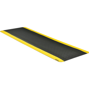 DIAMOND PLATE ERGONOMIC MAT 15/16" THICK 2' X 6' BLACK/YELLOW BORDER by Taicang All Mats Plastic Ind