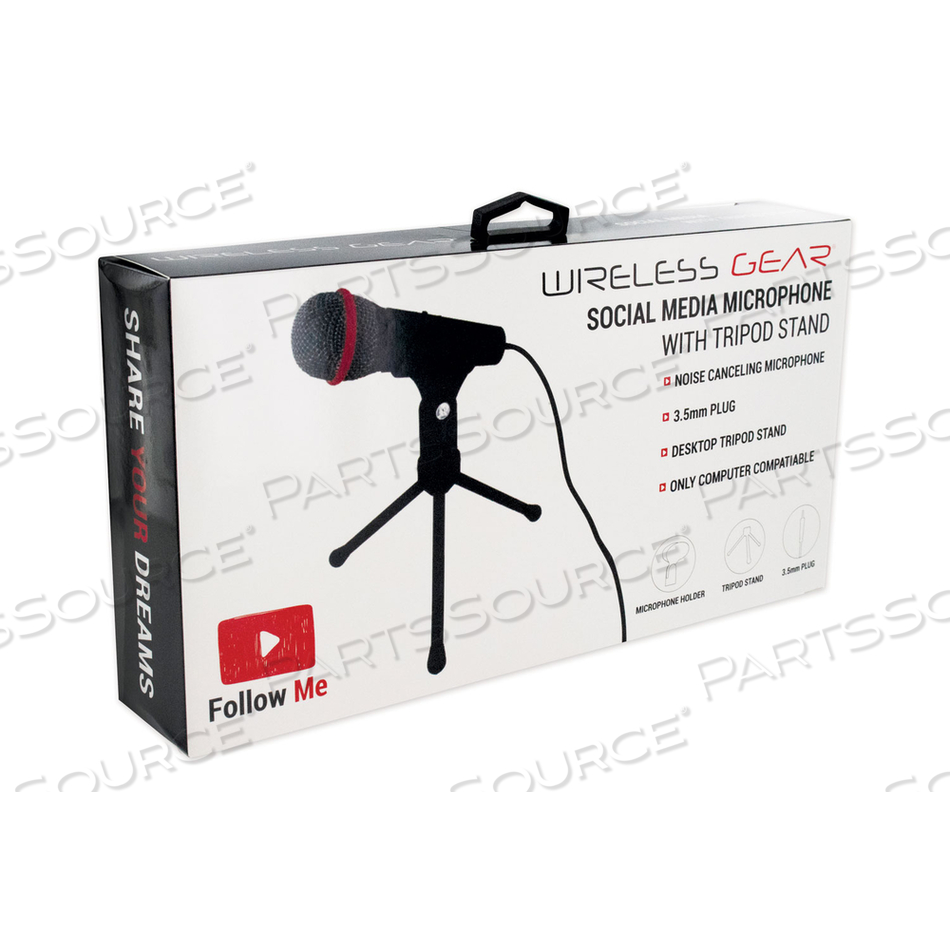 SOCIAL MEDIA KITS, MICROPHONE AND STAND, BLACK 