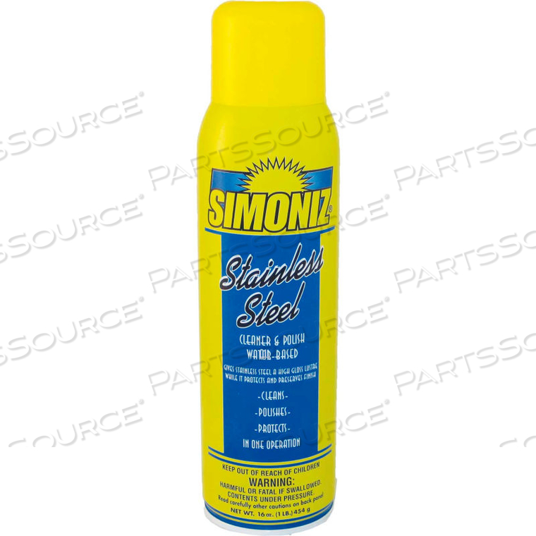 STAINLESS STEEL CLEANER & POLISH, 20 OZ. AEROSOL CAN, 12 CANS by Simoniz USA