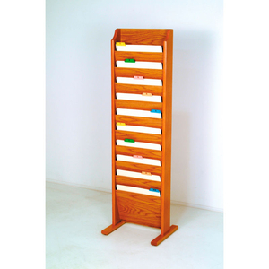 FREE STANDING 10 POCKET CHART HOLDER - MEDIUM OAK by Wooden Mallet