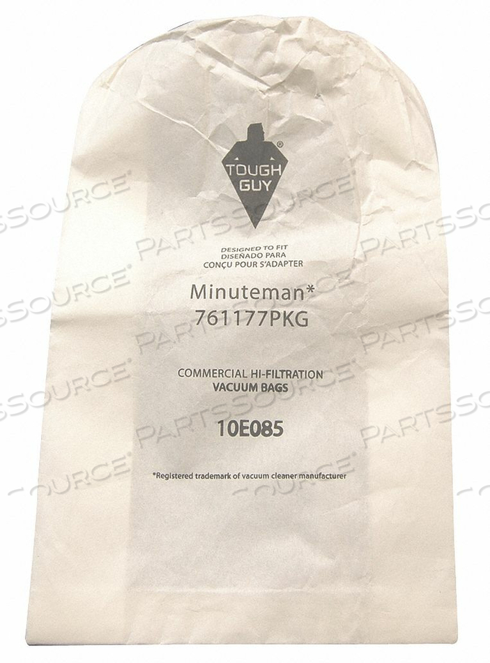 VACUUM BAG, FOR VACUUM TYPE CRITICAL AREA VACUUM, FITS VACUUM BRAND MINUTEMAN, FITS VACUUM MODELS C80106-01, C80704-01, C80704-03, C80704-05 by Tough Guy