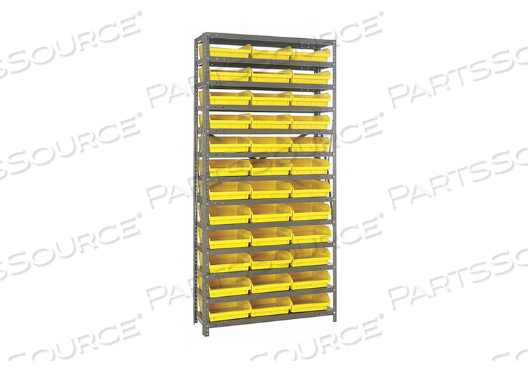 BIN SHELVING 75 OVERALL H 36 BINS YLLOW by Quantum Storage Systems BIN SHELVING 75 OVERALL H 36 BINS YLLOW by Quantum Storage Systems