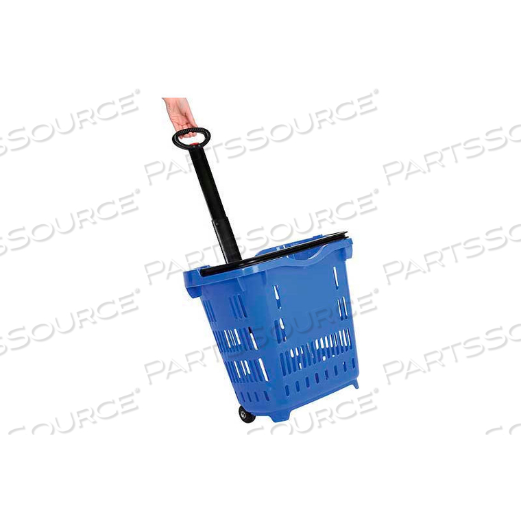 PLASTIC ROLLER SHOPPING BASKET 40 LITER 18"L X 14"W X 18-1/2 TO 35-1/2"H, BLUE by Good L Corporation