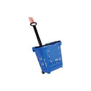 PLASTIC ROLLER SHOPPING BASKET 40 LITER 18"L X 14"W X 18-1/2 TO 35-1/2"H, BLUE by Good L Corporation PLASTIC ROLLER SHOPPING BASKET 40 LITER 18"L X 14"W X 18-1/2 TO 35-1/2"H, BLUE by Good L Corporation