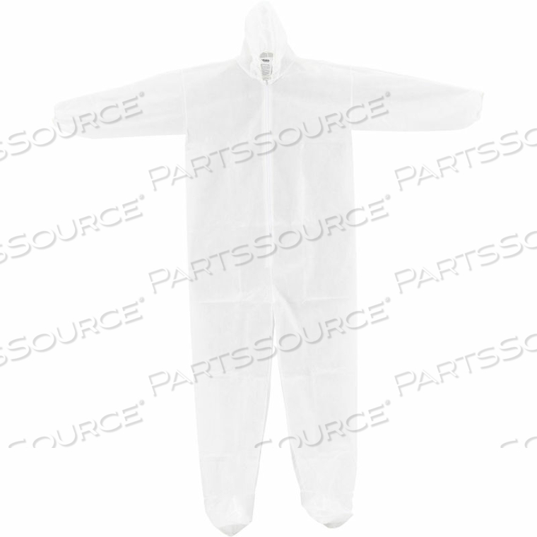 DISPOSABLE POLYPROPYLENE COVERALL, ELASTIC HOOD & BOOTS, WHT, MED, 25/CASE by Hubei Kangcheng Non-Woven Co.-Wuhan