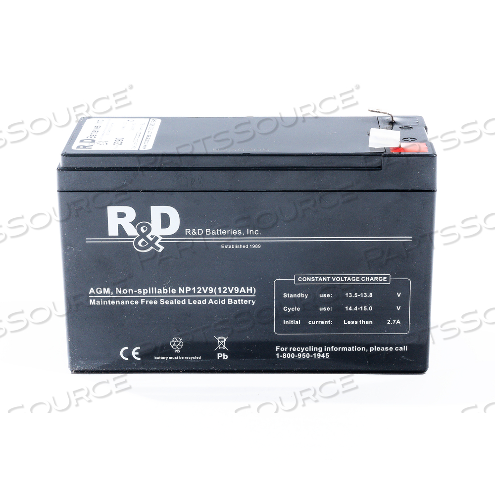 REPLACEMENT BATTERY, 9 AH, SLA/VRLA, 12 V, 40 A, FASTON 1/4 IN by R&D Batteries, Inc.