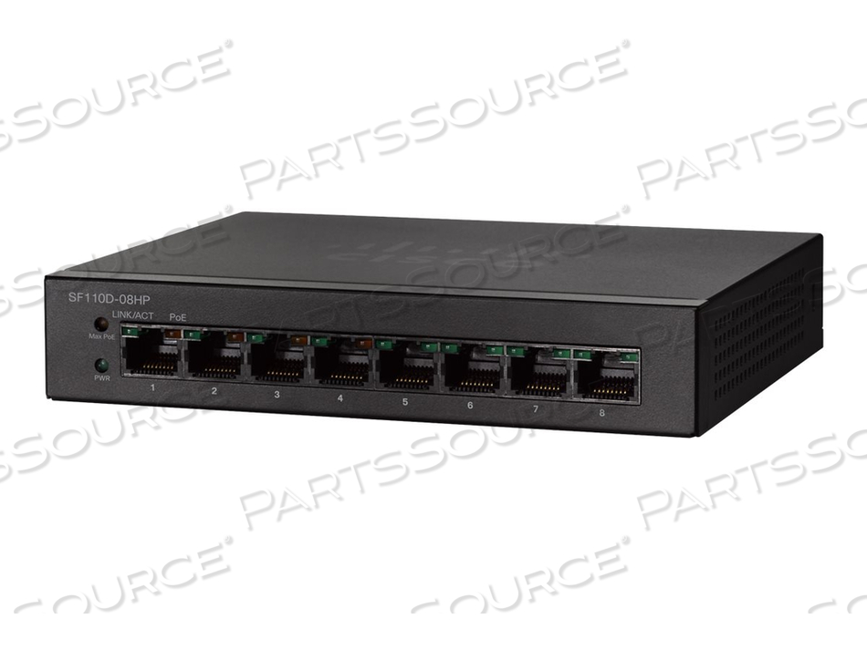 SMALL BUSINESS SF110D-08, SWITCH, UNMANAGED, 8 X 10/100, DESKTOP, WALL-MOUNTABLE, DC POWER 