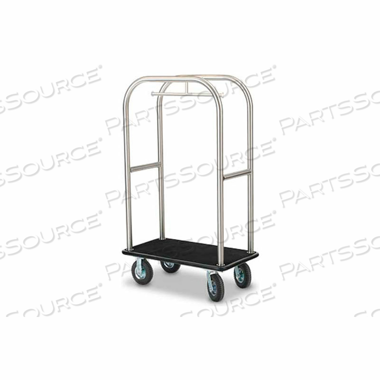 BELLMAN CART STAINLESS, BLACK CARPET, BLACK BUMPER, 8" PNEUMATIC by Forbes Industries BELLMAN CART STAINLESS, BLACK CARPET, BLACK BUMPER, 8" PNEUMATIC by Forbes Industries