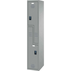 STORAGE DOUBLE TIER 2 DOOR TRADITIONAL PLASTIC LOCKER, 12"WX15"DX72"H, CHARCOAL, ASSEMBLED by Asi Group