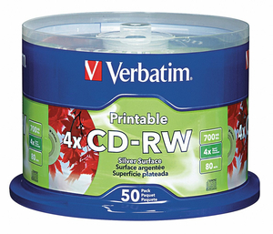 CD-RW DISC 700 MB 80 MIN 4X PK50 by Verbatim
