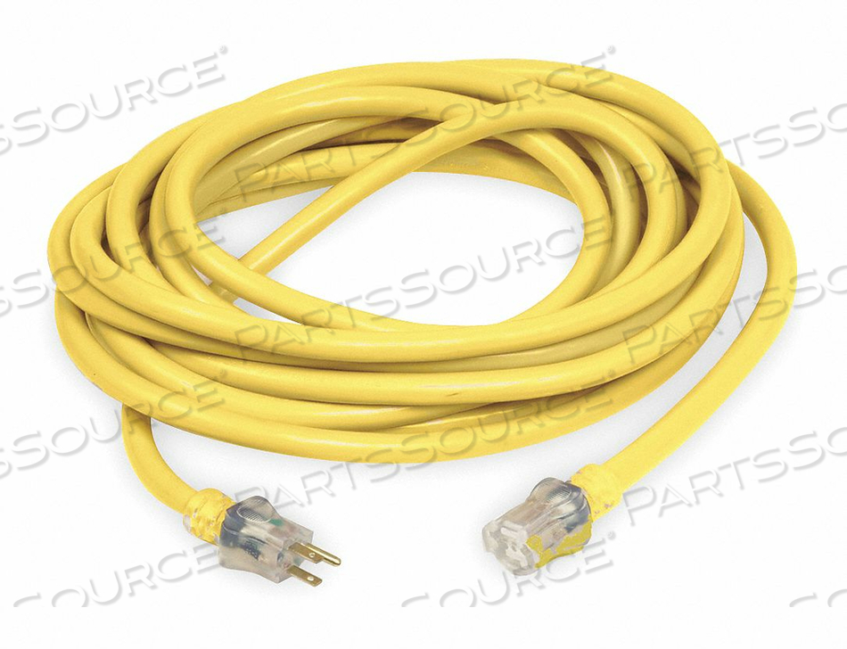 POWER CORD EXTENSION, 100 FT, 15 A, 125 VAC, 10 AWG, NEMA 5-15P TO NEMA 5-15R, YELLOW by Power First POWER CORD EXTENSION, 100 FT, 15 A, 125 VAC, 10 AWG, NEMA 5-15P TO NEMA 5-15R, YELLOW by Power First