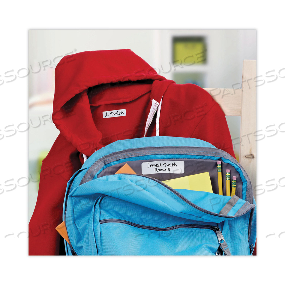 AVERY KIDS NO-IRON FABRIC LABELS, 6 X 4, WHITE, 15 LABELS/SHEET by Avery