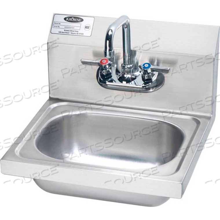16" WIDE HAND SINK COMPLIANT, WRIST HANDLES by Krowne 16" WIDE HAND SINK COMPLIANT, WRIST HANDLES by Krowne