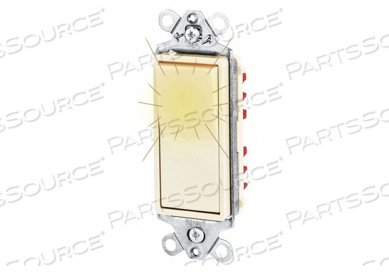 ILLUMINATED WALL SWITCH, ROCKER SWITCH, 3-WAY, IVORY, 20 A, SCREW TERMINALS by Hubbell Power Systems ILLUMINATED WALL SWITCH, ROCKER SWITCH, 3-WAY, IVORY, 20 A, SCREW TERMINALS by Hubbell Power Systems