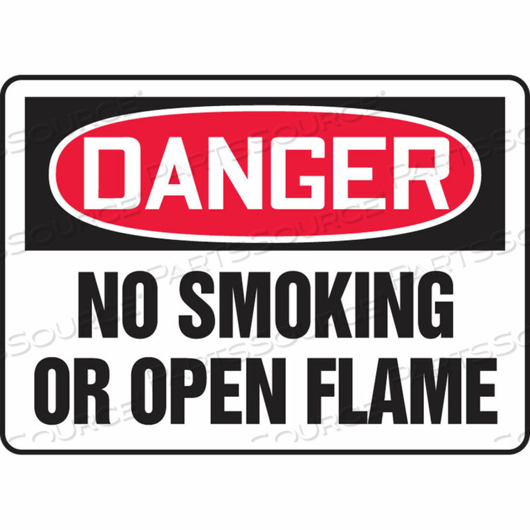 DANGER SIGN, NO SMOKING OR OPEN FLAME, 14"W X 10"H, PLASTIC by Accuform Manufacturing, Inc.