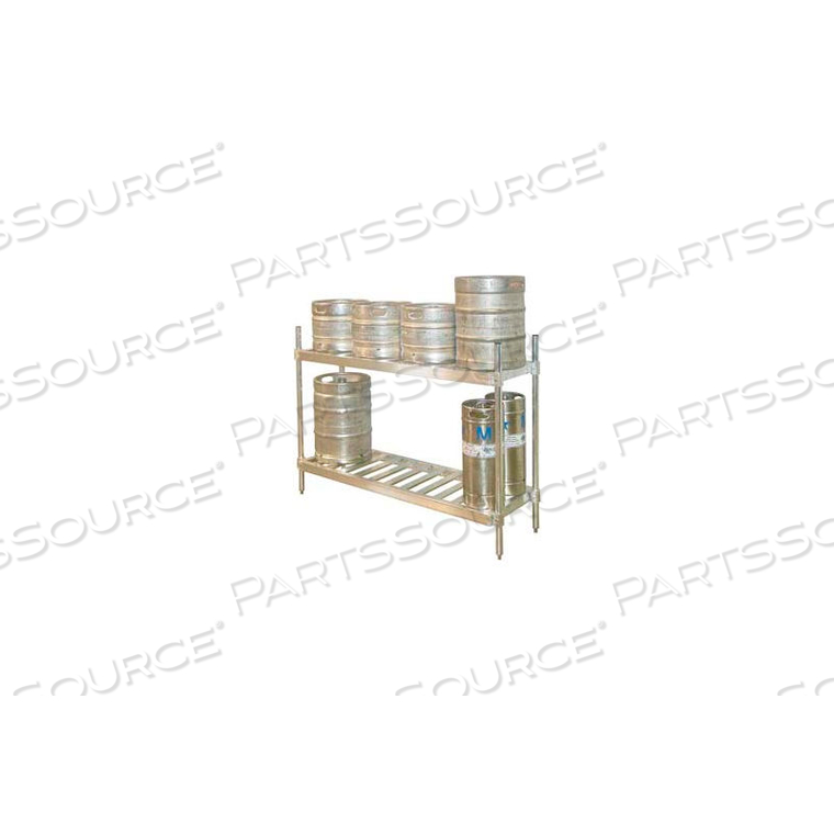 KEG SHELVING/2-SHELF, I.D W20" X 60"L, O.D. W20" X 63-3/4"L, ALUMINUM by Prairie View Industries Inc.