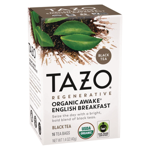 TEA BAGS, ORGANIC AWAKE ENGLISH BREAKFAST, 16/BOX, 6 BOXES/CARTON by Tazo