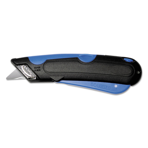 EASYCUT SELF-RETRACTING CUTTER WITH SAFETY-TIP BLADE, HOLSTER AND LANYARD, 6" PLASTIC HANDLE, BLACK/BLUE by Cosco