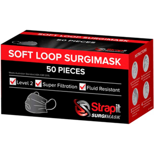 STRAPIT SURGIMASK - LEVEL 2 SURGICAL AND MEDICAL DISPOSBALE FACE MASK, 50/BOX by Fabrication Enterprises STRAPIT SURGIMASK - LEVEL 2 SURGICAL AND MEDICAL DISPOSBALE FACE MASK, 50/BOX by Fabrication Enterprises
